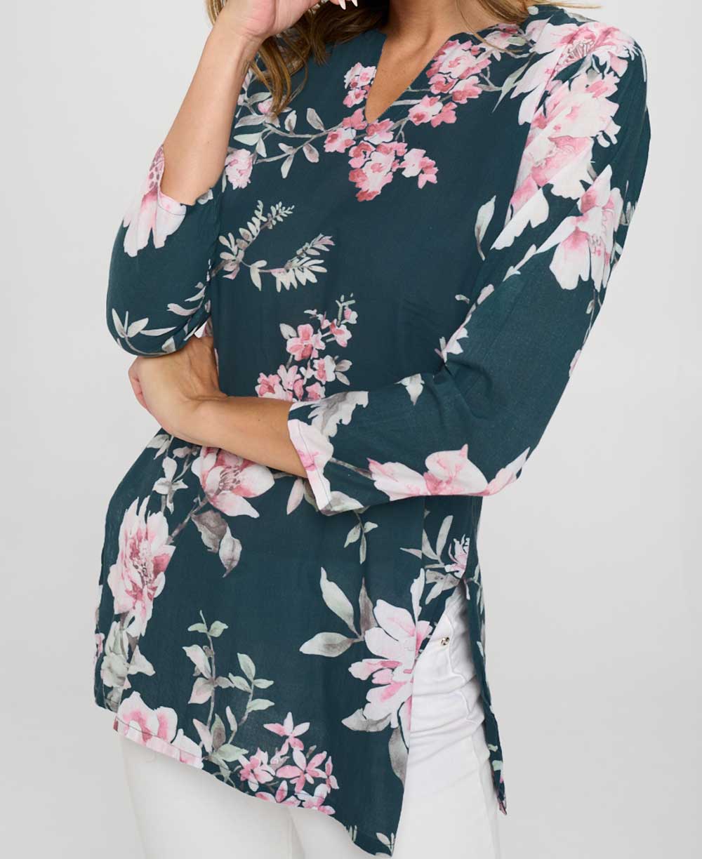 Floral Cotton Tunic Top