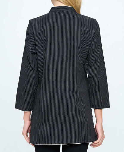 Kantha Stitch Black Threaded Cotton Tunic Top